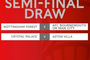 足总杯半决赛抽签结果：曼城&amp;伯恩茅斯胜者对森林，水晶宫vs维拉